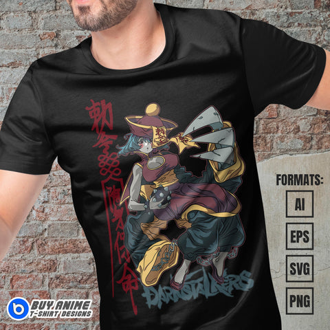 Premium Hsien Ko Darkstalkers Vector T-shirt Design Template