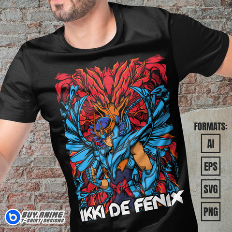 Premium Ikki Saint Seiya Anime Vector T-shirt Design Template