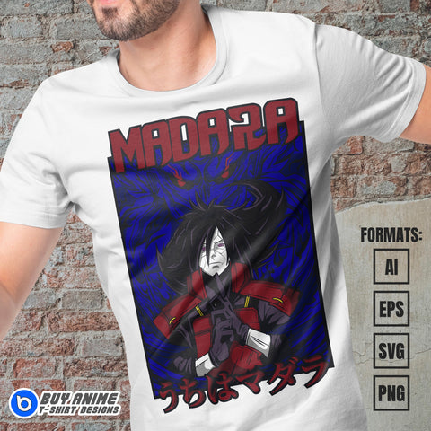 Premium Madara Uchiha Naruto Anime Vector T-shirt Design Template #2