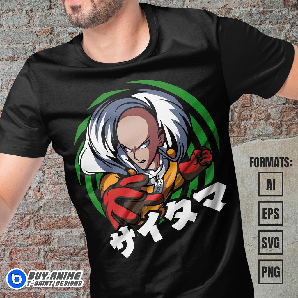 Premium Saitama One Punch Man Anime Vector T-shirt Design Template #5