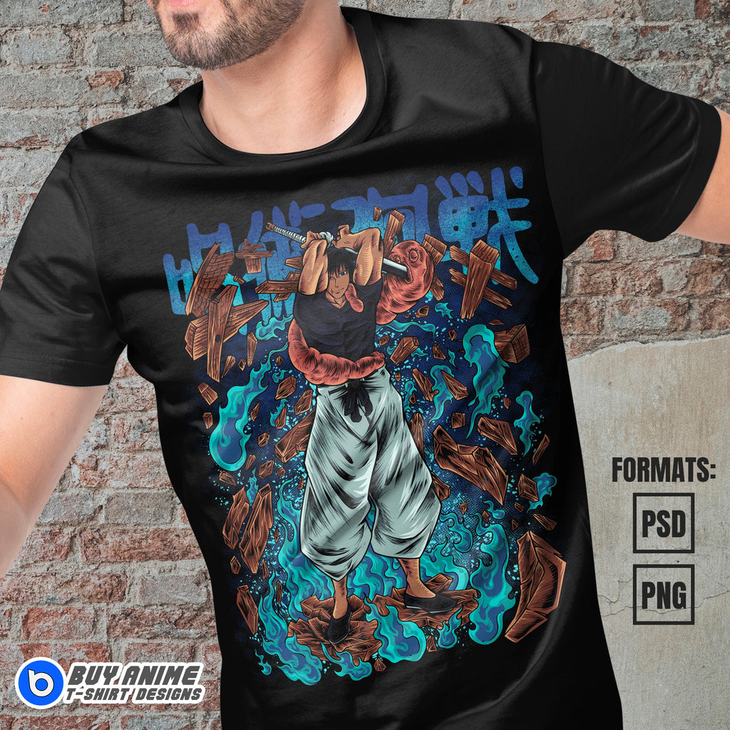 Premium Toji Fushiguro Jujutsu Kaisen Anime Vector T-shirt Design Template #3