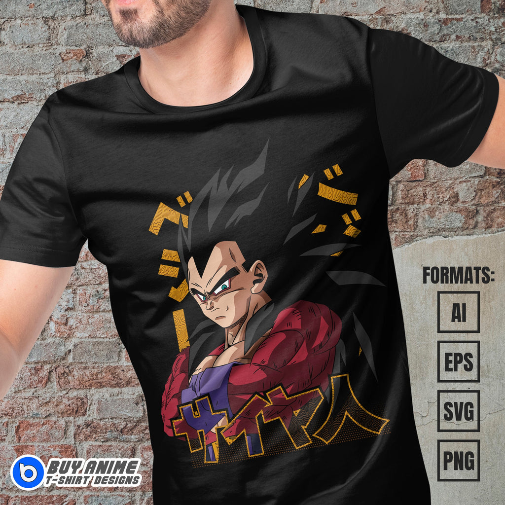 Premium Vegeta Super Saiyan 4 Dragon Ball Anime Vector T-shirt Design Template