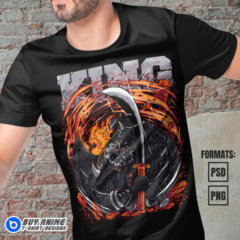 Premium King One Piece Anime Vector T-shirt Design Template