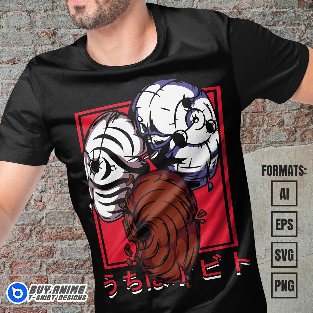 Premium Obito Masks Naruto Anime Vector T-shirt Design Template