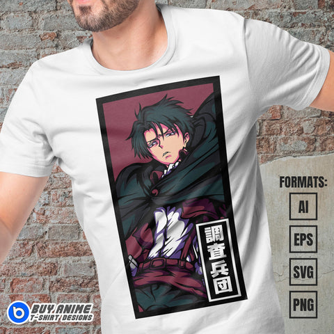 Premium Levi Ackerman Attack on Titan Anime Vector T-shirt Design Template #7