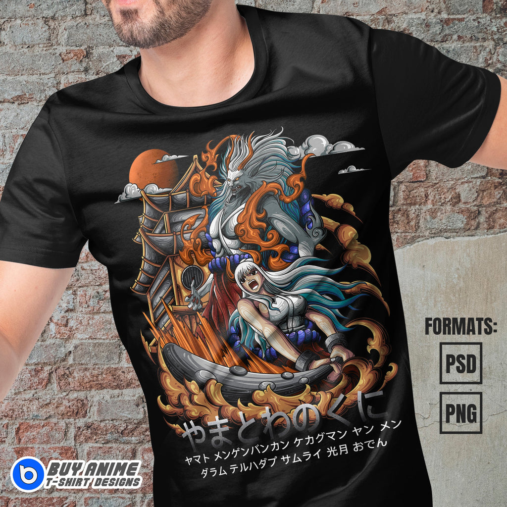 Premium Yamato One Piece Anime Vector T-shirt Design Template #5