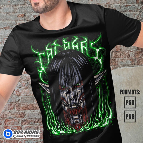 Premium Eren Founding Titan Attack on Titan Anime Vector T-shirt Design Template