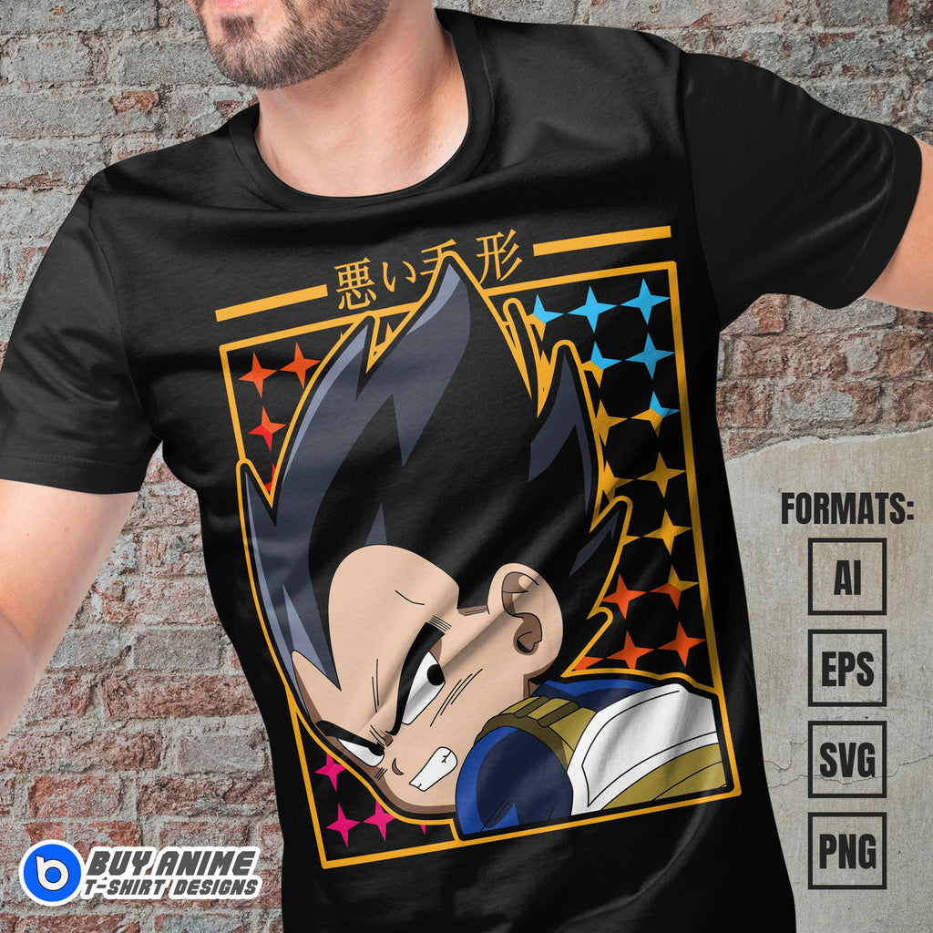 Premium Vegeta Dragon Ball Daima Anime Vector T-shirt Design Template