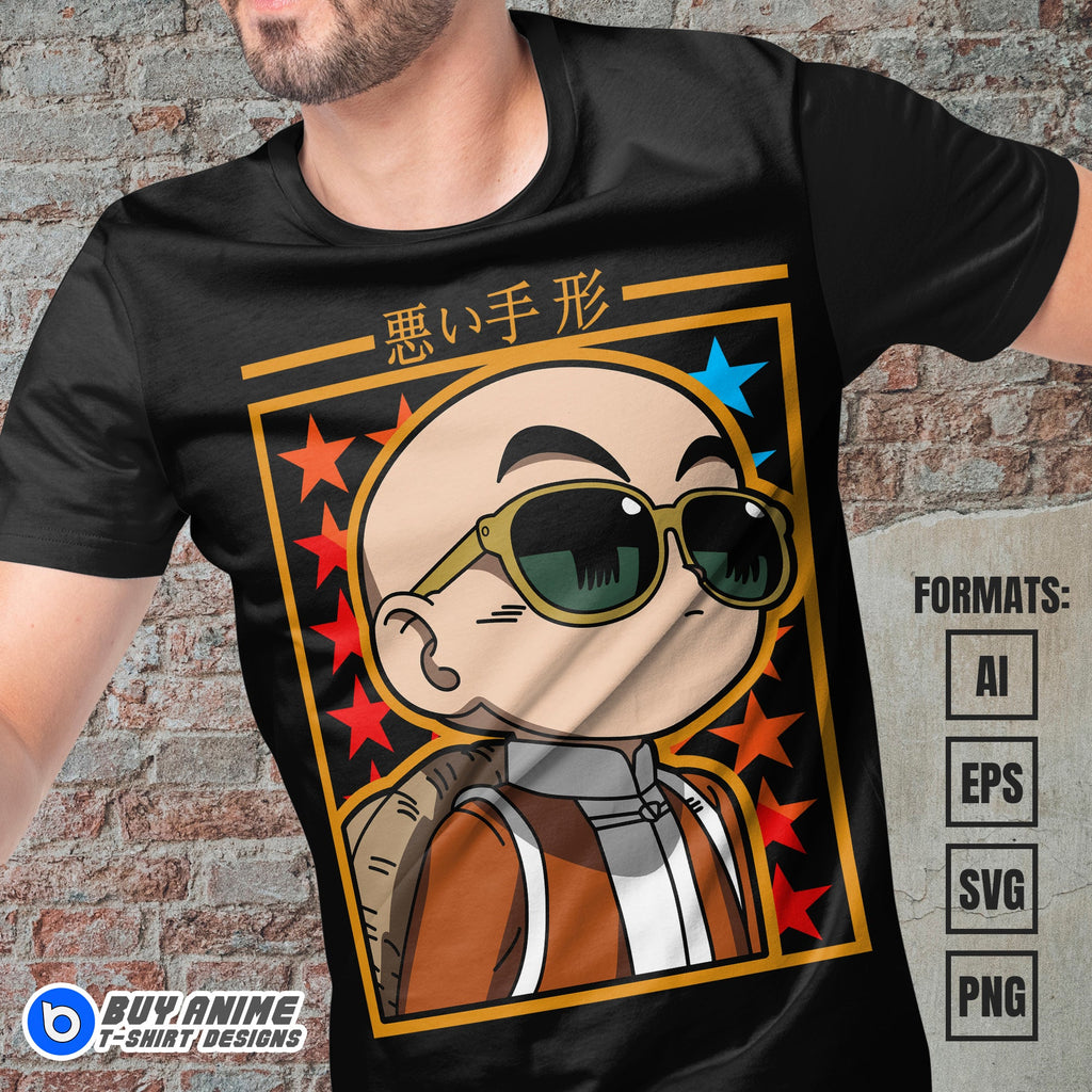 Premium Krillin Dragon Ball Daima Anime Vector T-shirt Design Template