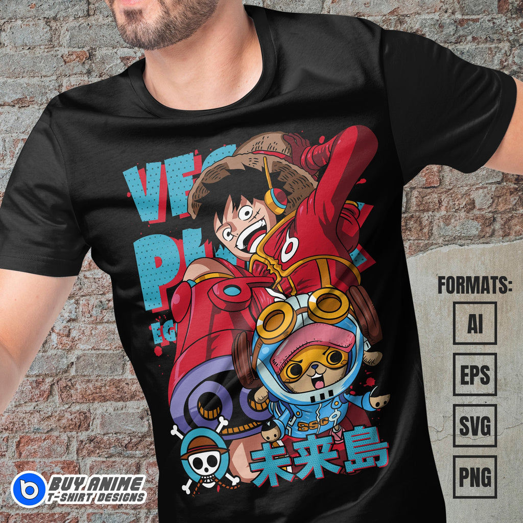 Premium One Piece Egghead Anime Vector T-shirt Design Template