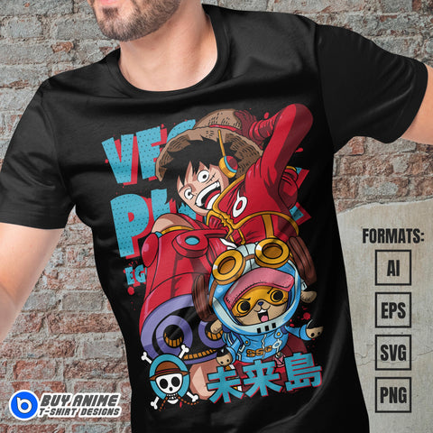 Premium One Piece Egghead Anime Vector T-shirt Design Template