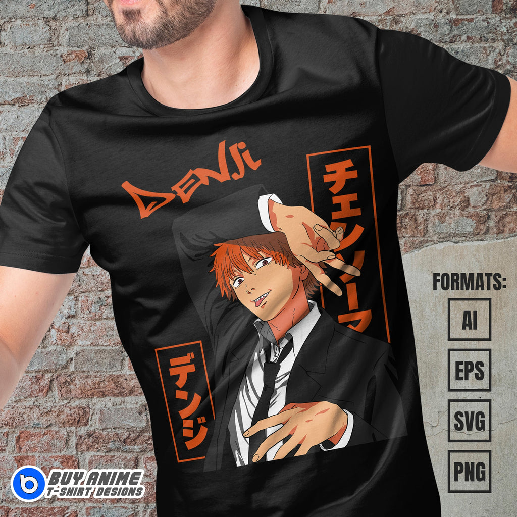 Premium Denji Chainsaw Man Anime Vector T-shirt Design Template #4