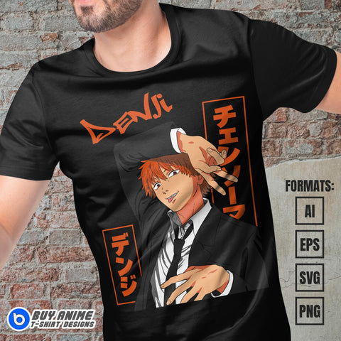 Premium Denji Chainsaw Man Anime Vector T-shirt Design Template #4