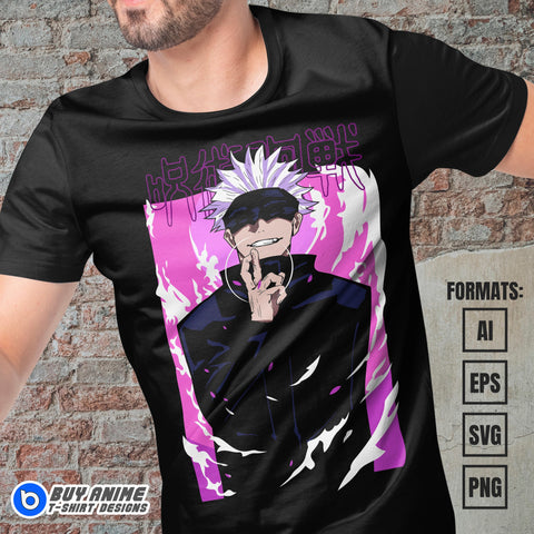 Premium Satoru Gojo Jujutsu Kaisen Anime Vector T-shirt Design Template #7