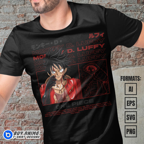 Premium Luffy One Piece Anime Vector T-shirt Design Template #19