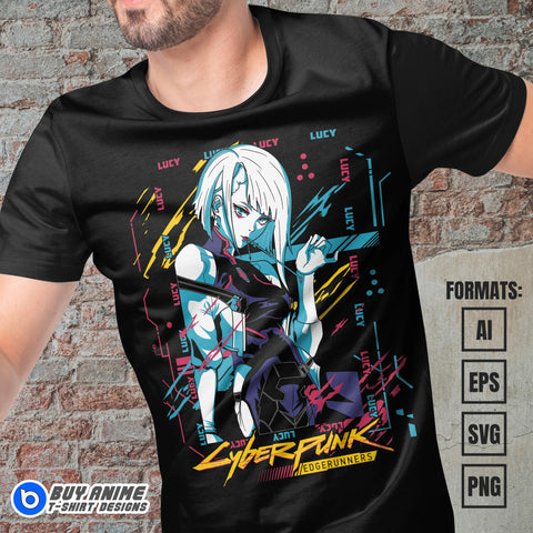 Premium Lucy Cyberpunk Edgerunners Vector T-shirt Design Template