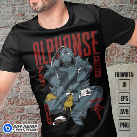 Alphonse Fullmetal Alchemist Anime Vector T-shirt Design Template