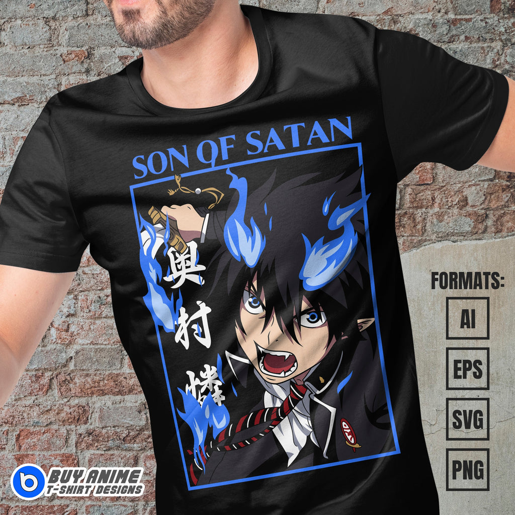 Rin Okumura Blue Exorcist Anime Vector T-shirt Design Template