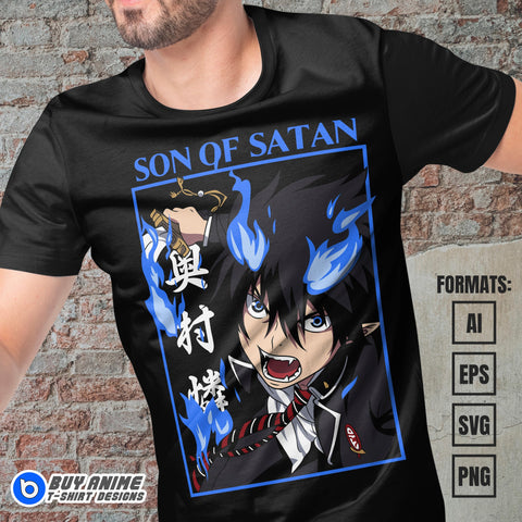 Rin Okumura Blue Exorcist Anime Vector T-shirt Design Template