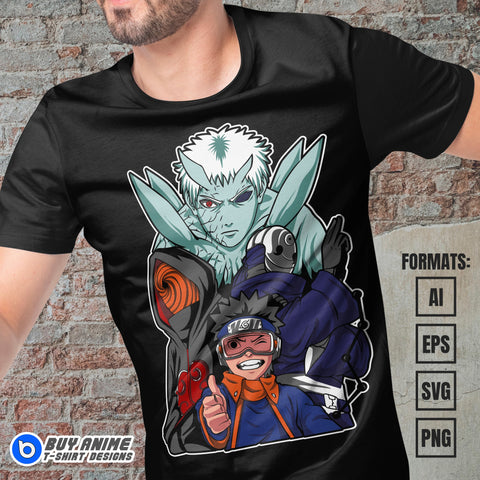 Premium Obito Uchiha Naruto Anime Vector T-shirt Design Template #4