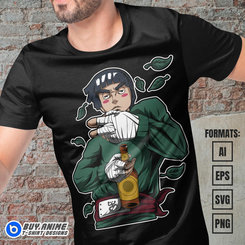 Premium Rock Lee Naruto Anime Vector T-shirt Design Template #3