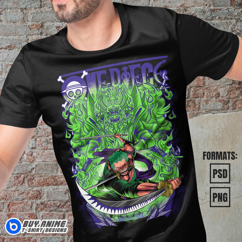 Premium Roronoa Zoro One Piece Anime Vector T-shirt Design Template #5