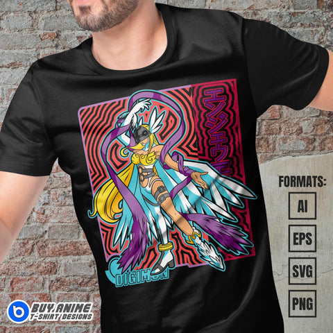 Premium Angewomon Digimon Anime Vector T-shirt Design Template #2