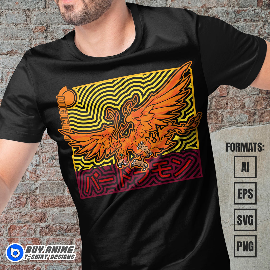 Premium Birdramon Digimon Anime Vector T-shirt Design Template