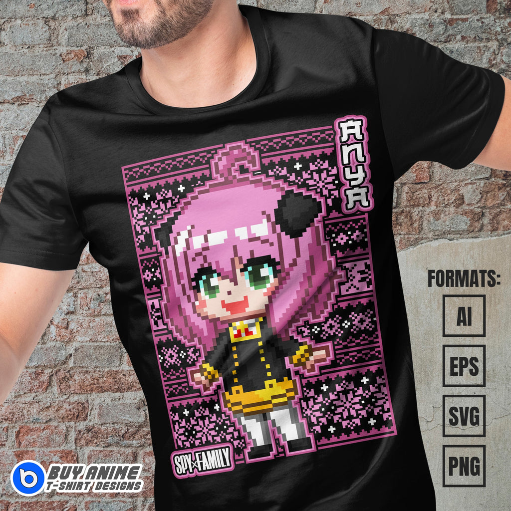 Premium Anya Forger x Christmas Spy x Family Anime Vector T-shirt Design Template