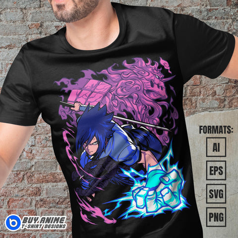 Premium Sasuke Uchiha Naruto Anime Vector T-shirt Design Template #2