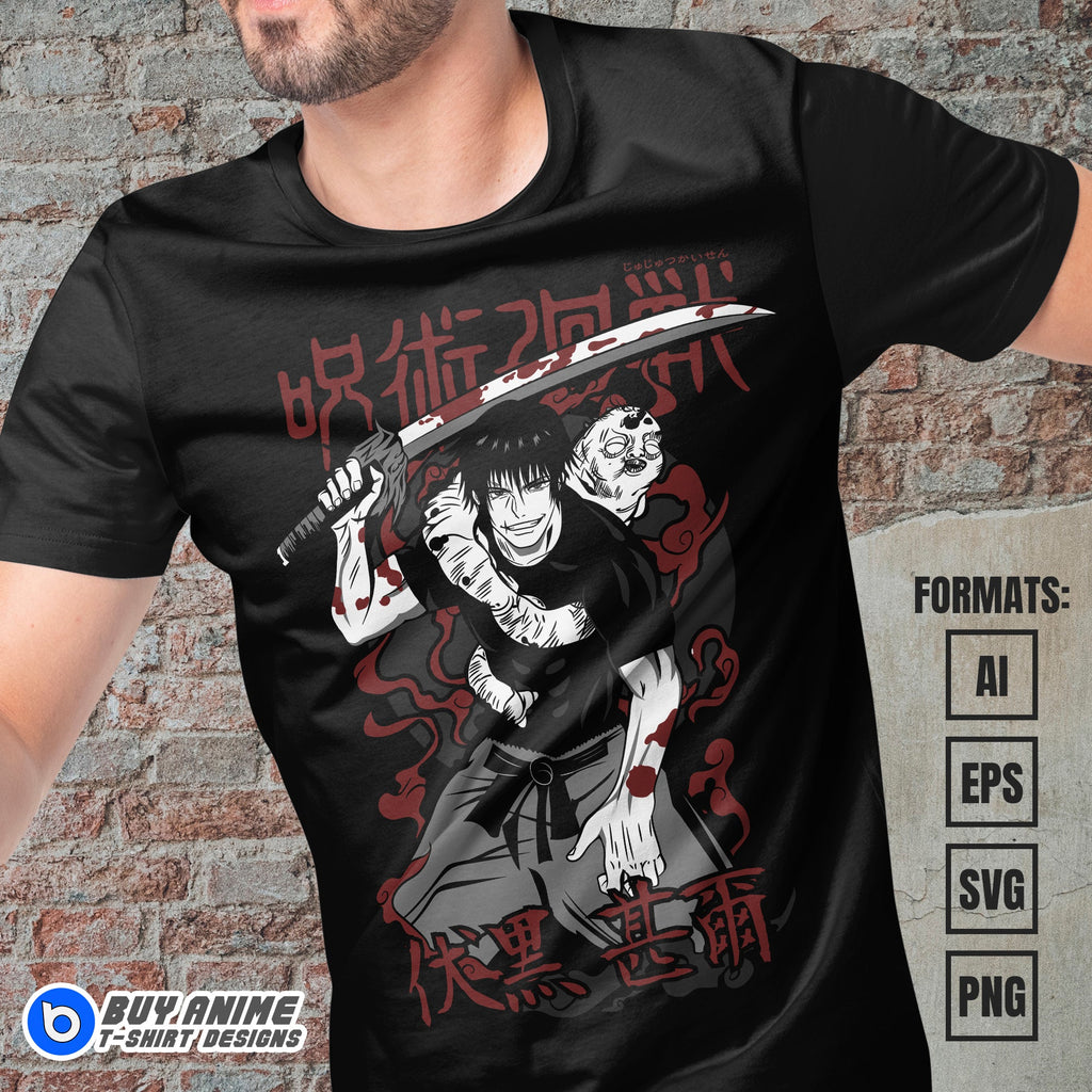 Premium Toji Fushiguro Jujutsu Kaisen Anime Vector T-shirt Design Template #8