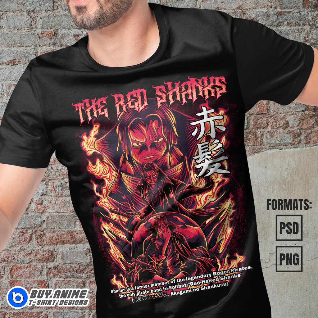 Premium Shanks One Piece Anime Vector T-shirt Design Template