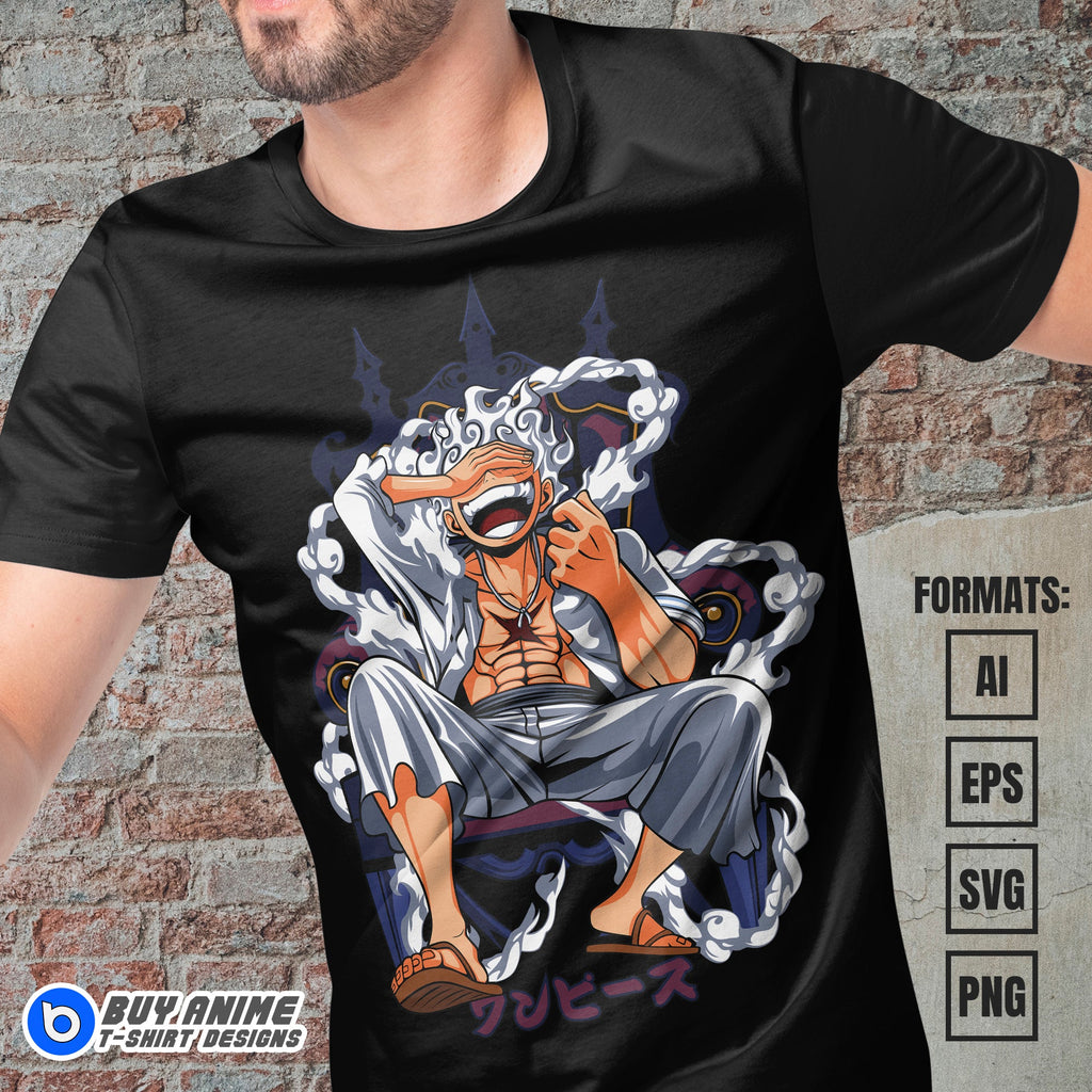 Premium Luffy Gear 5 One Piece Anime Vector T-shirt Design Template #28