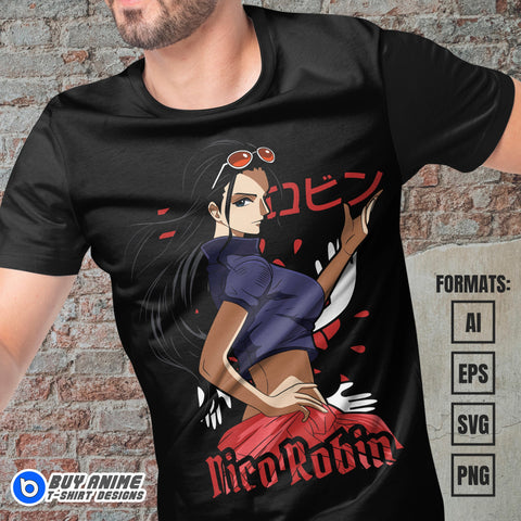 Premium Nico Robin One Piece Anime Vector T-shirt Design Template #3