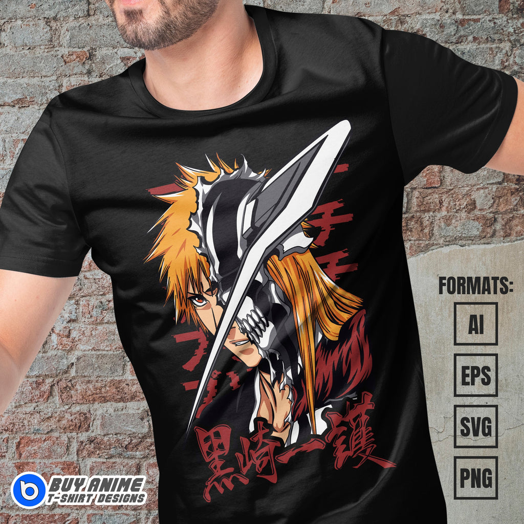 Premium Ichigo Kurosaki Bleach Anime Vector T-shirt Design Template #16