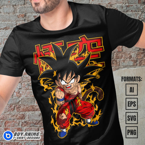 Premium Goku Kid Dragon Ball Z Anime Vector T-shirt Design Template #5