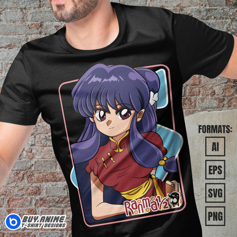 Premium Shampoo Ranma 1/2 Anime Vector T-shirt Design Template