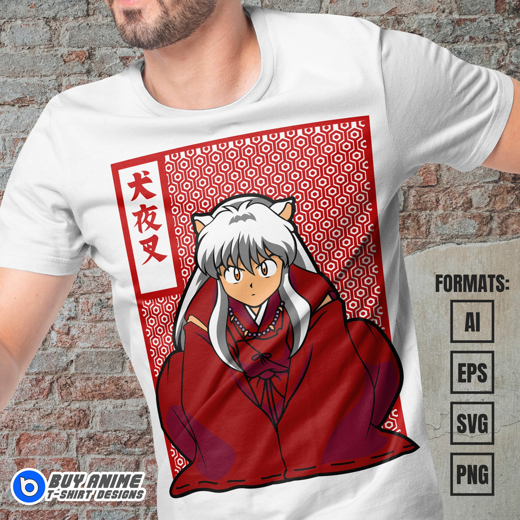 Premium Inuyasha Anime Vector T-shirt Design Template #6