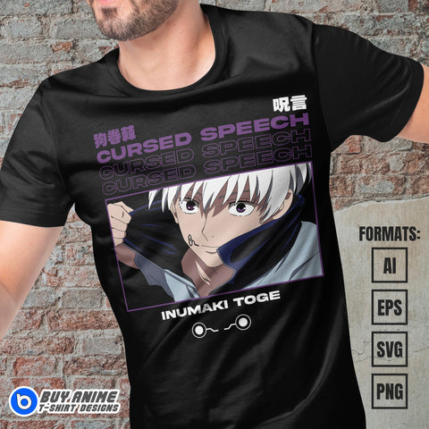 Premium Inumaki Toge Jujutsu Kaisen Anime Vector T-shirt Design Template