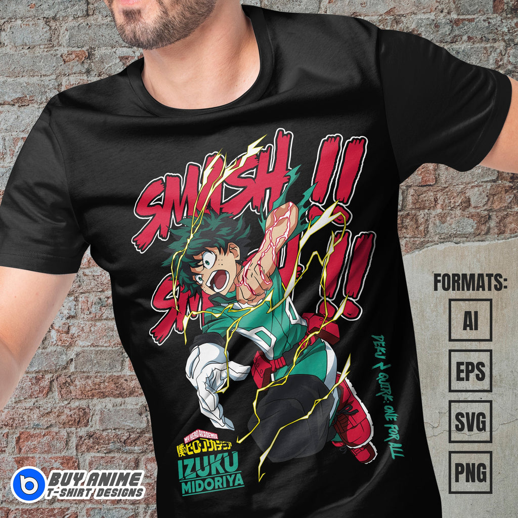 Premium Midoriya Izuku My Hero Academia Anime Vector T-shirt Design Template #14