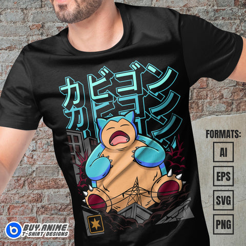 Premium Snorlax Pokemon Anime Vector T-shirt Design Template #2