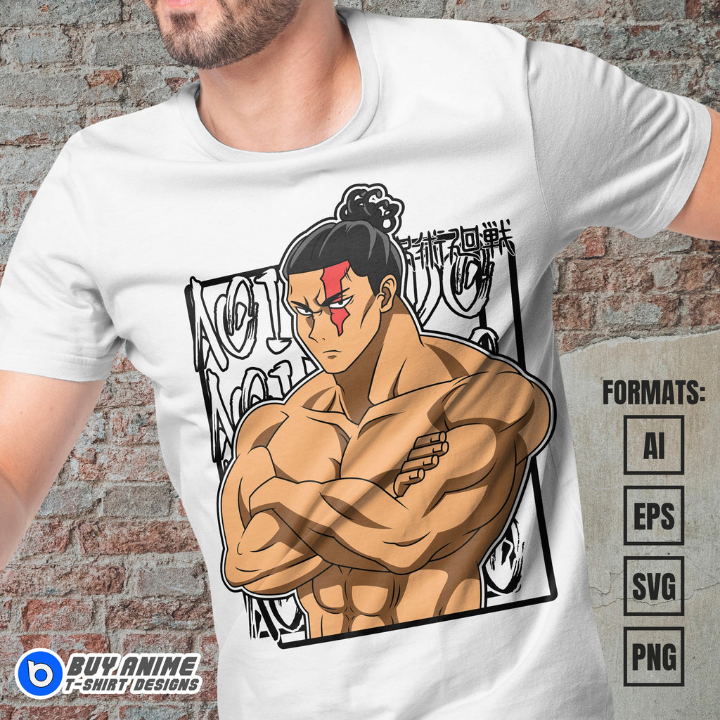 Premium Aoi Todo Jujutsu Kaisen Anime Vector T-shirt Design Template