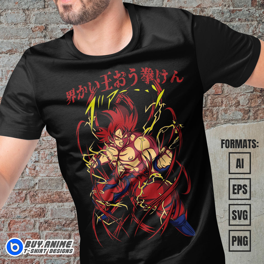 Premium Goku Kaio-ken Dragon Ball Anime Vector T-shirt Design Template