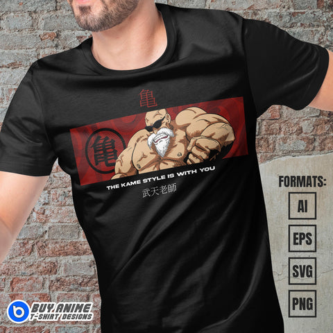 Premium Roshi Dragon Ball Anime Vector T-shirt Design Template #4