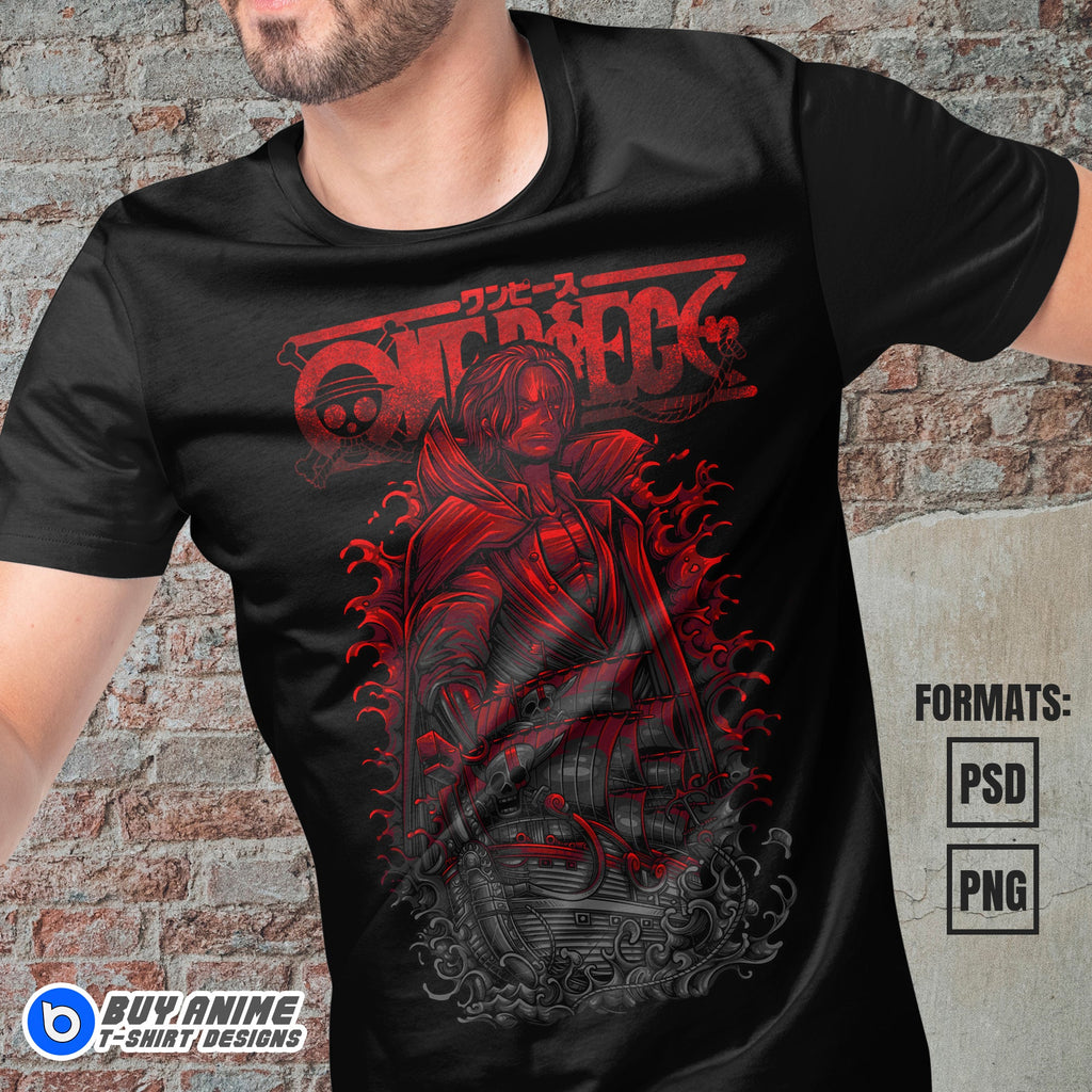 Premium Shanks One Piece Anime Vector T-shirt Design Template #7