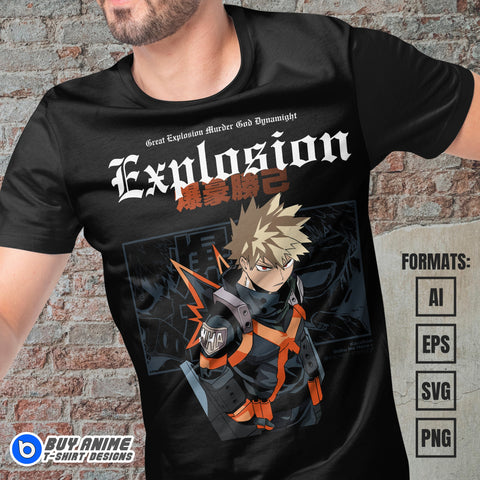 Premium Katsuki Bakugo My Hero Academia Anime Vector T-shirt Design Template #10