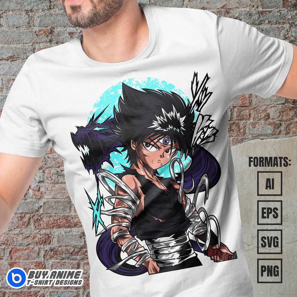 Premium Hiei YuYu Hakusho Anime Vector T-shirt Design Template