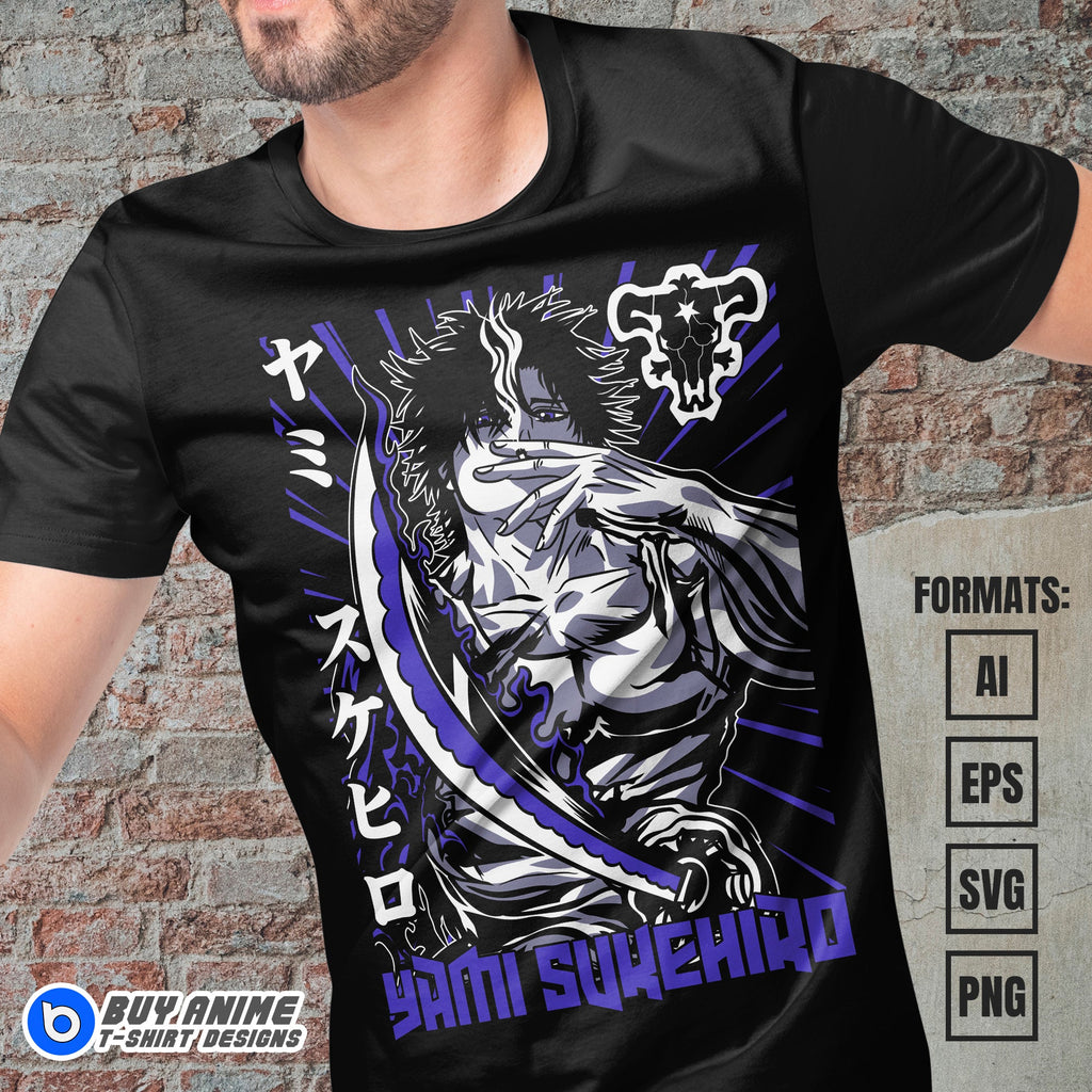 Premium Yami Sukehiro Black Clover Anime Vector T-shirt Design Template