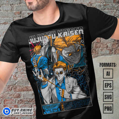 Premium Kento Nanami Jujutsu Kaisen Anime Vector T-shirt Design Template #4