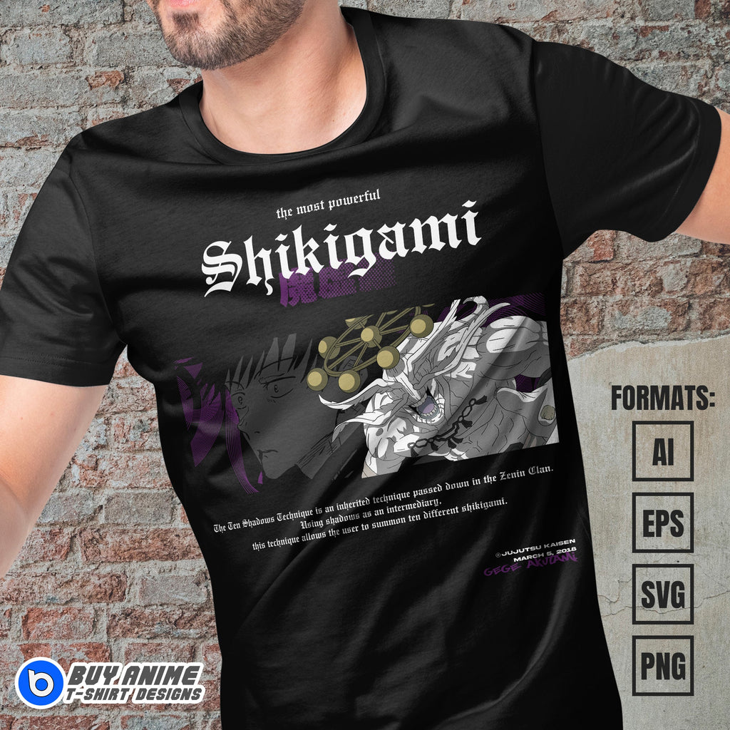 Premium Megumi Fushiguro Jujutsu Kaisen Anime Vector T-shirt Design Template #5